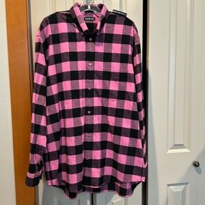 NWT Balenciaga flannel pink and black check shirt.  Size 39 (M/L).